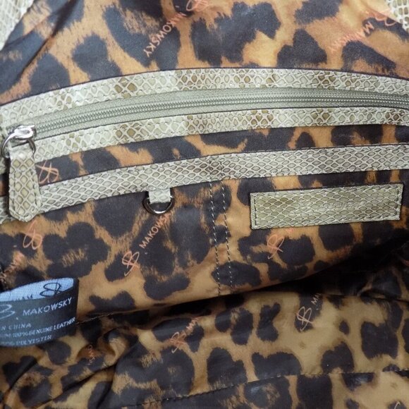 B. Makowsky Snake Embossed Leather Shoulder Handbag Brown Multi Leather - Picture 10 of 12